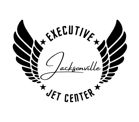 Jacksonville Executive Jet Center logo with wings and text.