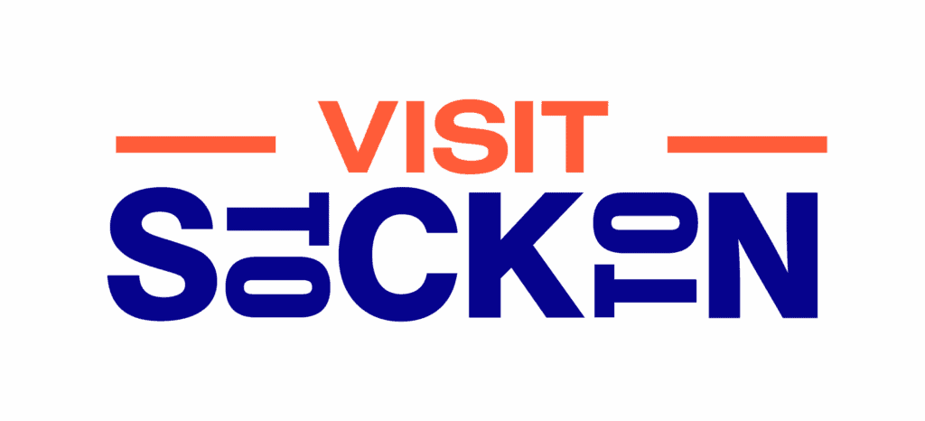Visit SACKEN logo with red and blue text and lines.