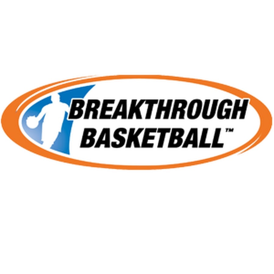 Breakthrough Basketball logo with a basketball player silhouette and orange oval outline.