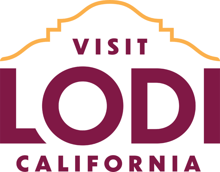 Visit Lodi California logo with decorative border and bold text.