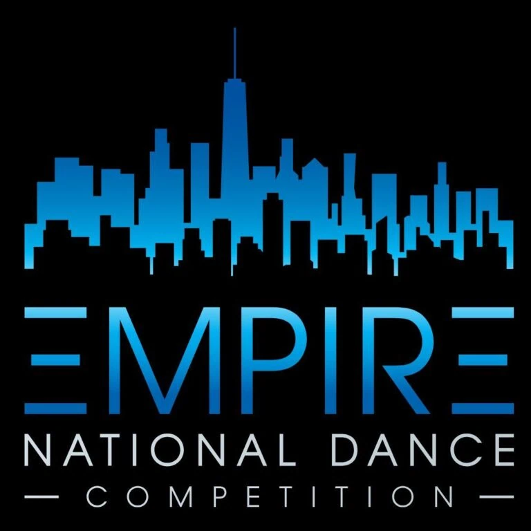 Empire National Dance Competition logo with city skyline and text.
