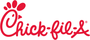 Chick-fil-A logo with red cursive text and a red chicken silhouette.