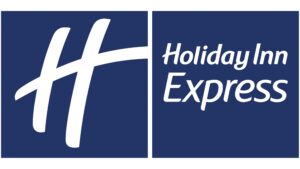 Holiday Inn Express logo with blue background and white text.